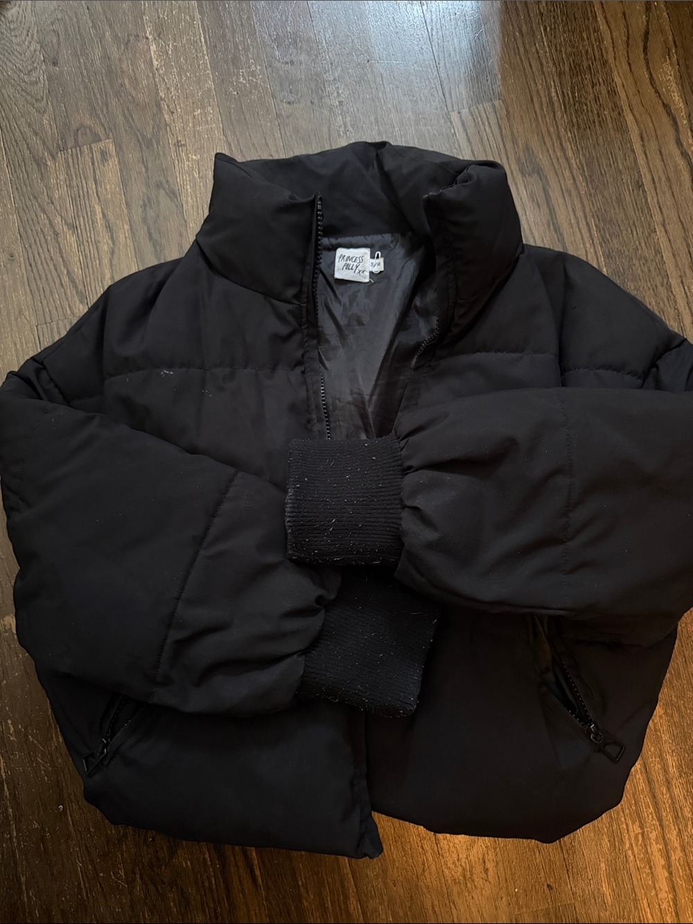 Princess Polly Black Cropped Puffer Jacket